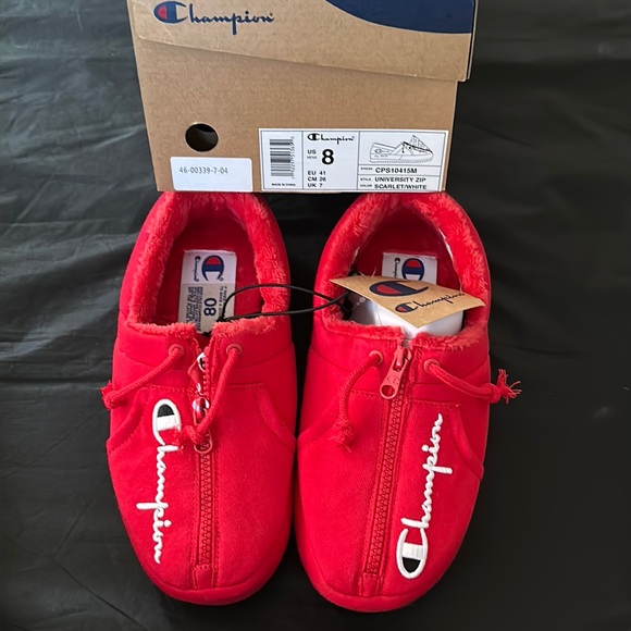 Champion Other - CHAMPION University Men's Slippers University Zip Scarlet/White Size 8 NWT